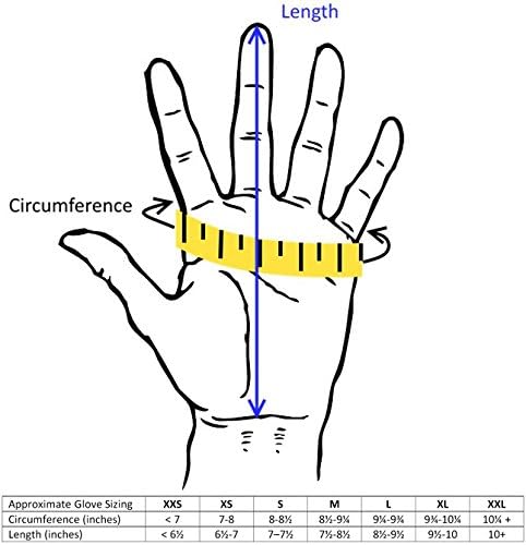 size chart of beekeeping gloves