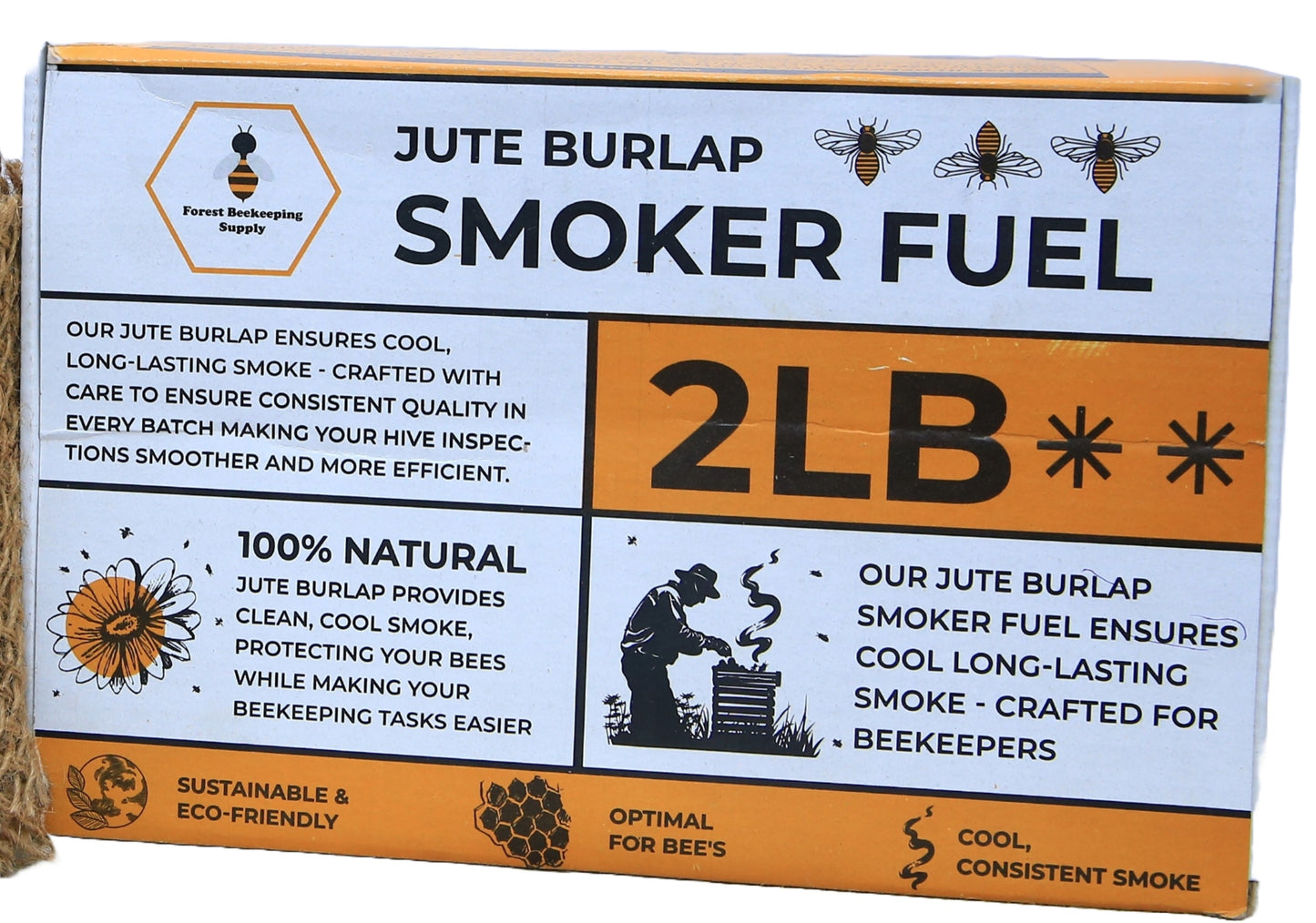 Eco-friendly burlap smoker fuel for hive inspections 2lb bag for beekeepers