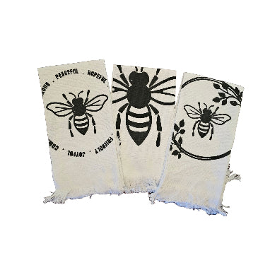 Bee-inspired cotton kitchen towel for beekeeping enthusiasts