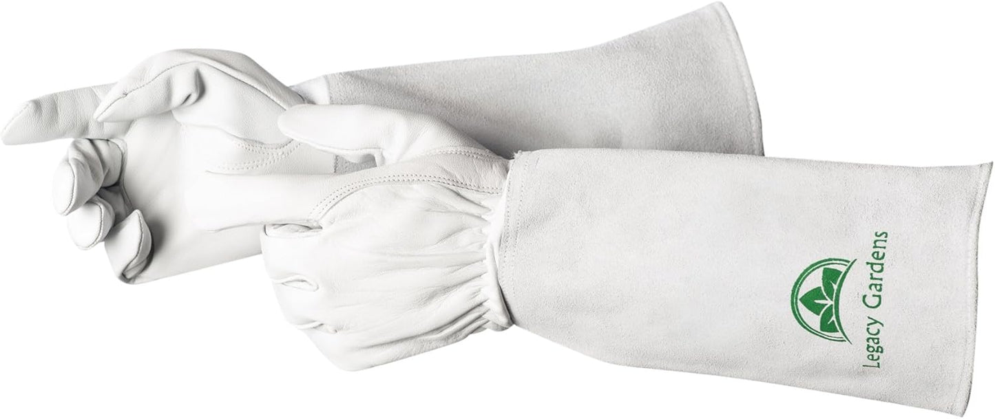 pair of white gardening gloves