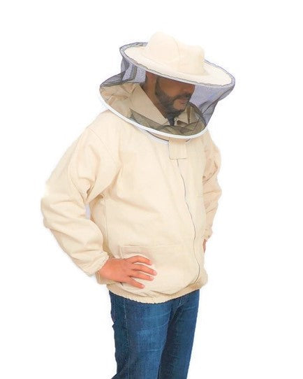 Beekeeper jacket with round veil hood  breathable cotton design for full protection