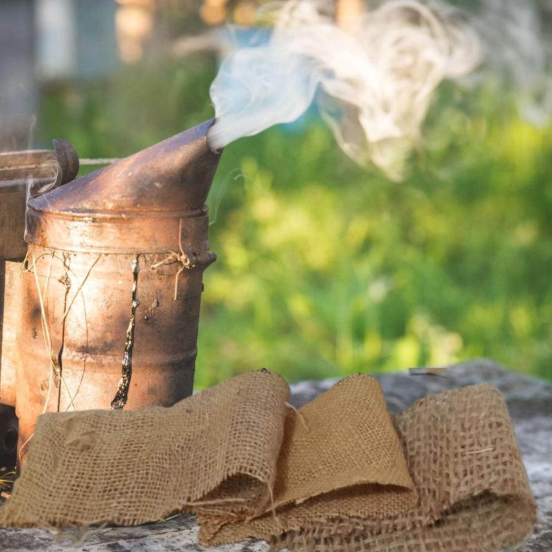 Forest Beekeeping Supply bee hive smoker fuel made from jute burlap. The burlap is designed to provide a steady, long-lasting smoke to calm bees during hive inspections and maintenance