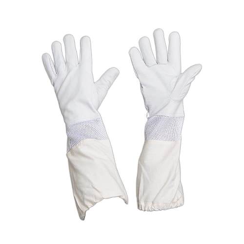 Forest Beekeeping Supply goatskin leather ventilated beekeeper glove. The glove features durable goatskin leather for protection and a ventilated design to keep hands cool and comfortable during hive inspections.