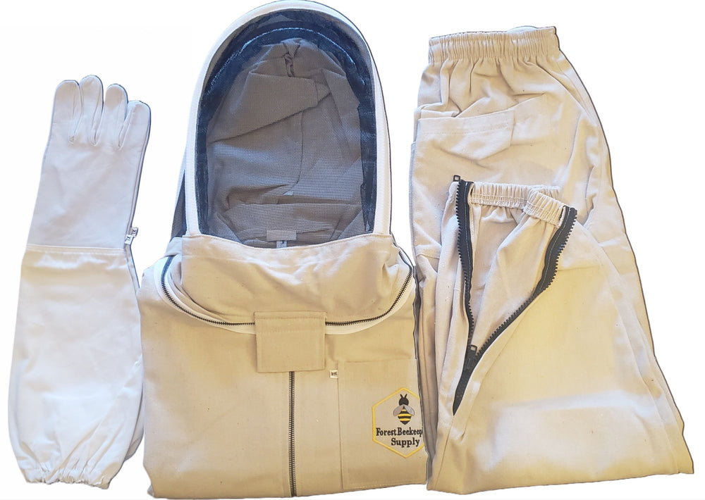 Bee Hive Starter kit Beekeeper Full Body Protection with Cotton Canvas Jacket Pant and Glove
