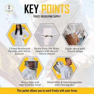 
                  
                    Load image into Gallery viewer, Forest beekeeping Supply 3 Layer Ventilated Premium beekeeping Jacket With Round Hood
                  
                