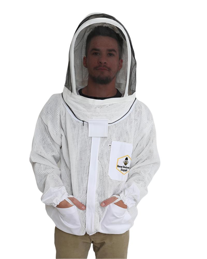Ventilated 3-layer beekeeping jacket with fencing veil for maximum comfort and protection