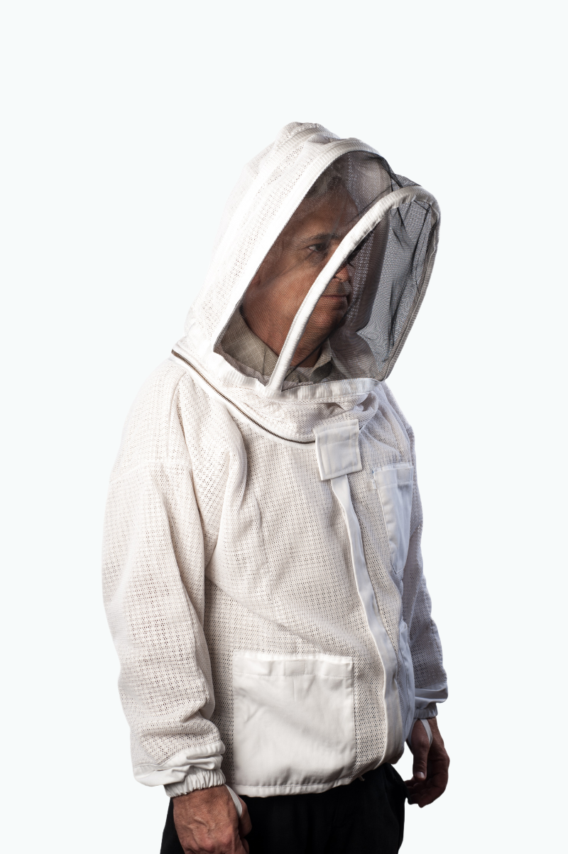 Ventilated 3-layer beekeeping jacket with fencing veil for maximum comfort and protection