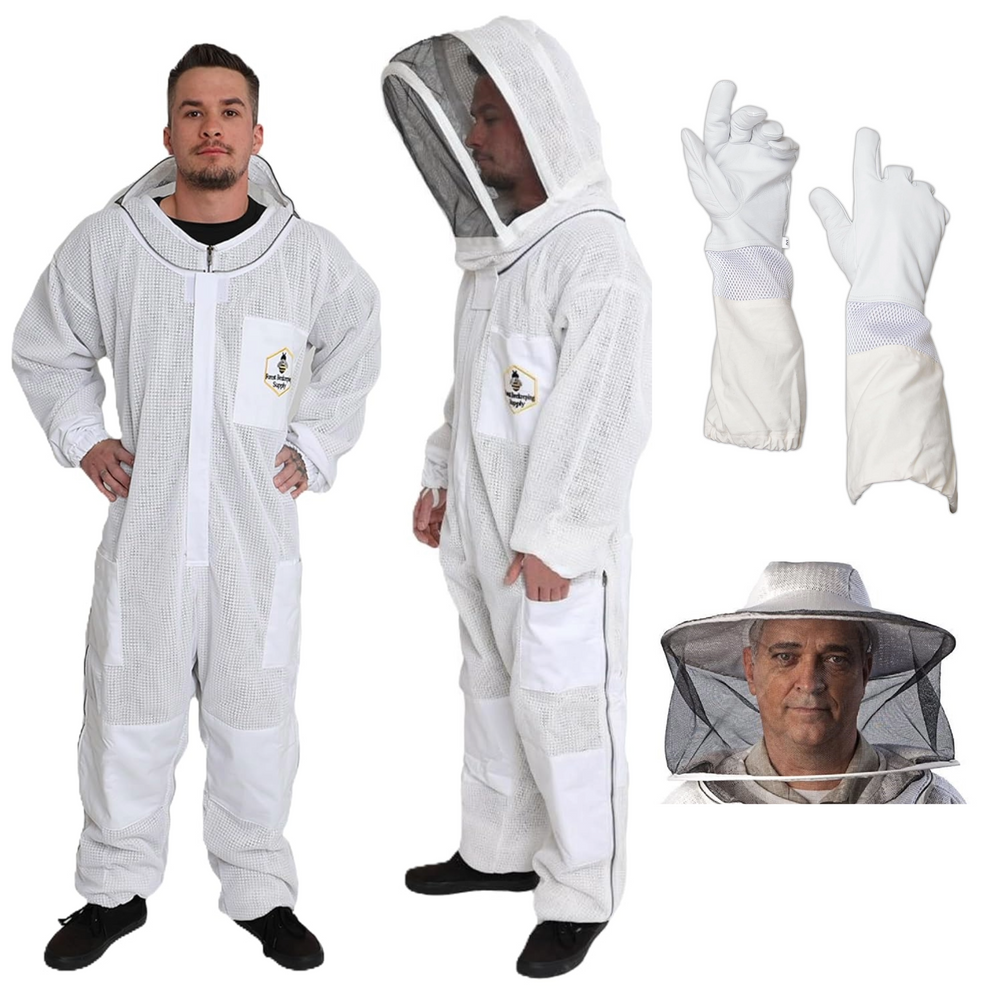 Beekeeping Ventilated Bundle 3 Layer Bee Suit  with glove and Extra Veils