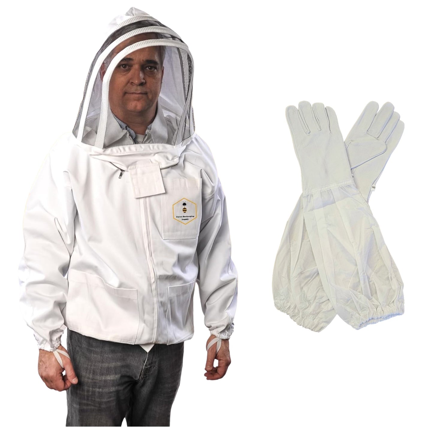 beekeeping jacket with vail and glove for bee keepers hone bee hive maintenance by forest beekeeping supply  