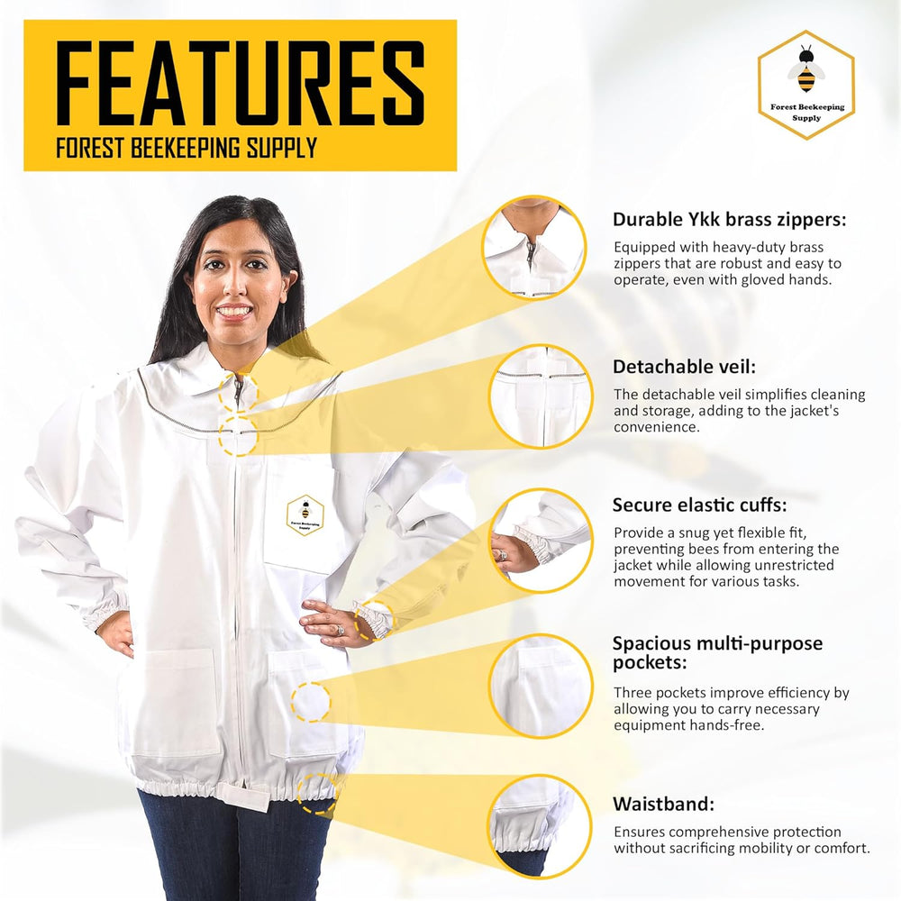 
                  
                    Load image into Gallery viewer, Premium breathable Cotton Beekeeper Jacket with Fencing Veil
                  
                