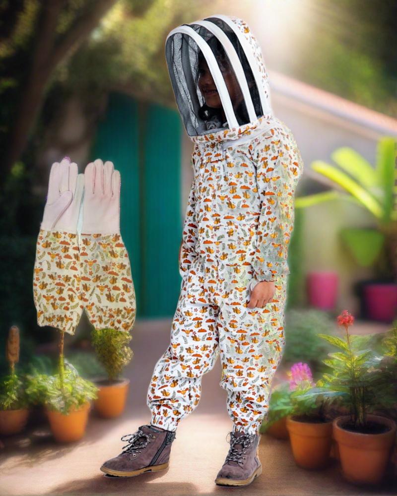 
                  
                    Children’s beekeeping kit including a protective suit and gloves, designed to shield against bee stings
                  
                