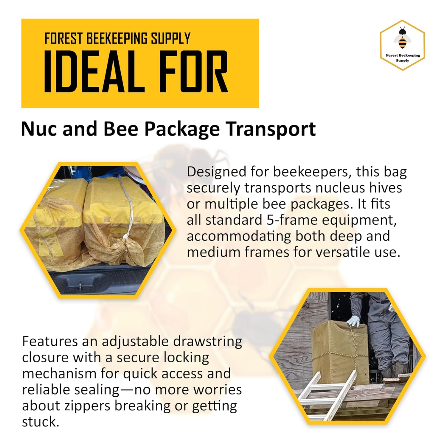 2-Pack Live Honey Bees Nuc Transport Mesh Bags – Safe & Ventilated