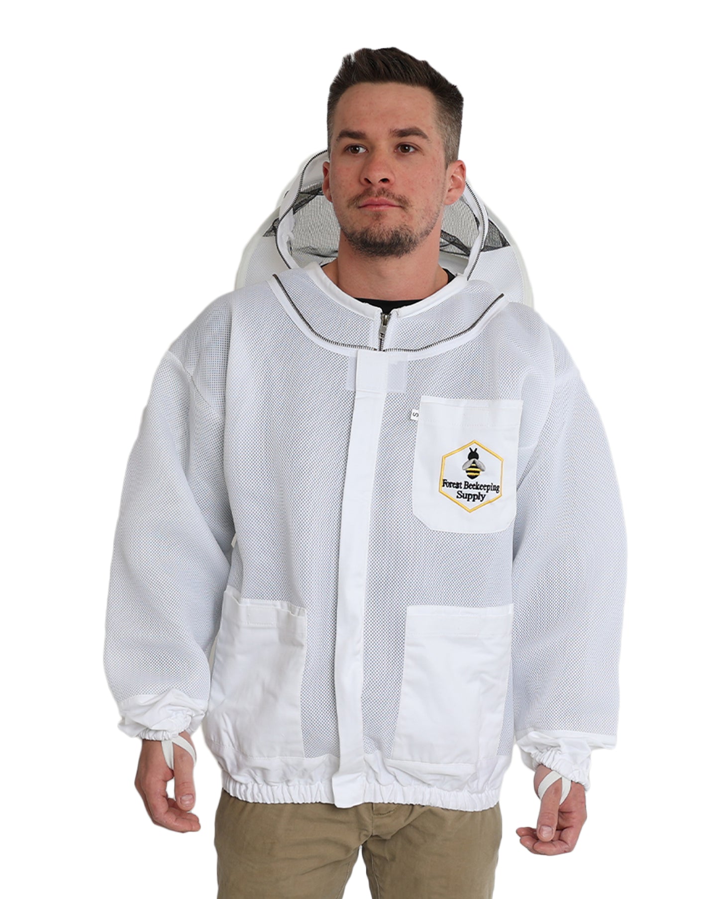 Ventilated ultralight bee jacket with round veil, designed for beekeepers for enhanced comfort and protection