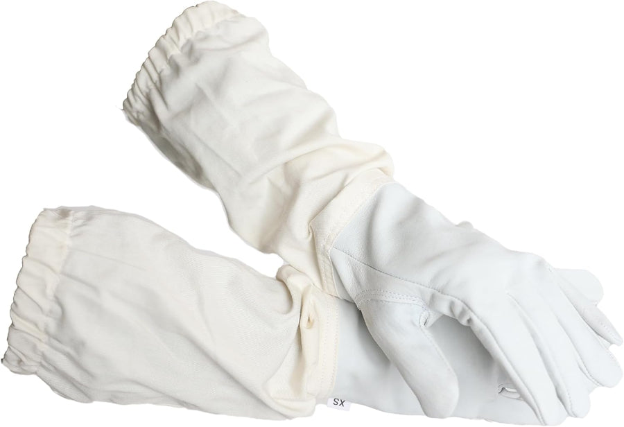 Goatskin beekeeping gloves with long sleeves for enhanced protection