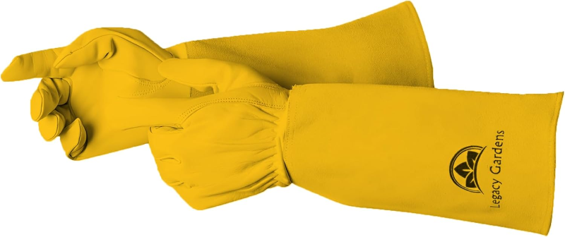pair of yellow gardening gloves