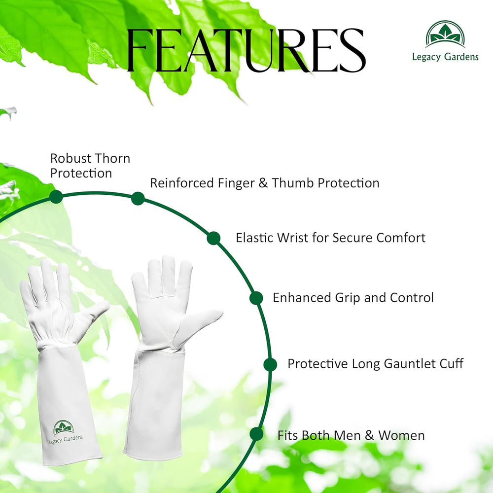 
                  
                    Load image into Gallery viewer, Legacy Gardens Thorn Resistant Leather Gardening Gloves for Rose Pruning &amp;amp; Yard work
                  
                