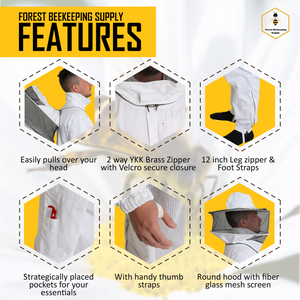 
                  
                    Load image into Gallery viewer, Beekeeping Suit – Lightweight Cotton, Heavy Duty YKK Zippers, High-Visibility Round Veil
                  
                