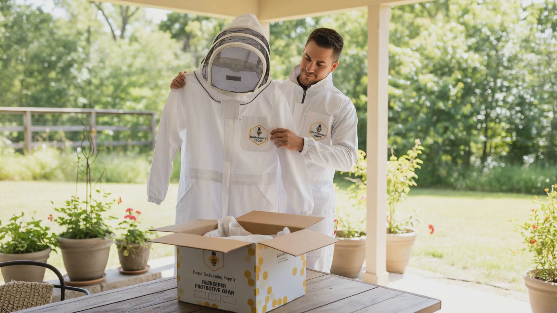 Forest Beekeeping supply bee suit with hood for protection against bee sting