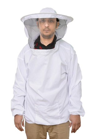 
                  
                    Load image into Gallery viewer, Forest beekeeping Supply Professional White Beekeeping Pull Over Smock Jacket with Veil
                  
                